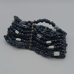 Elegant Black and Silver Beaded Bracelet